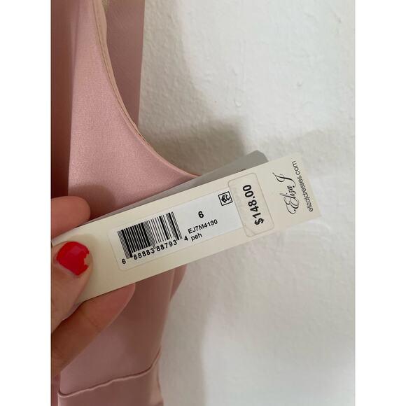 Eliza J Cream One-Shoulder Prom Dress - Picture 5 of 9